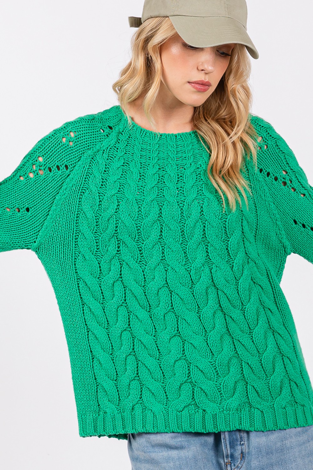SAGE + FIG Cable-Knit Long Sleeve Sweater-Very Besty