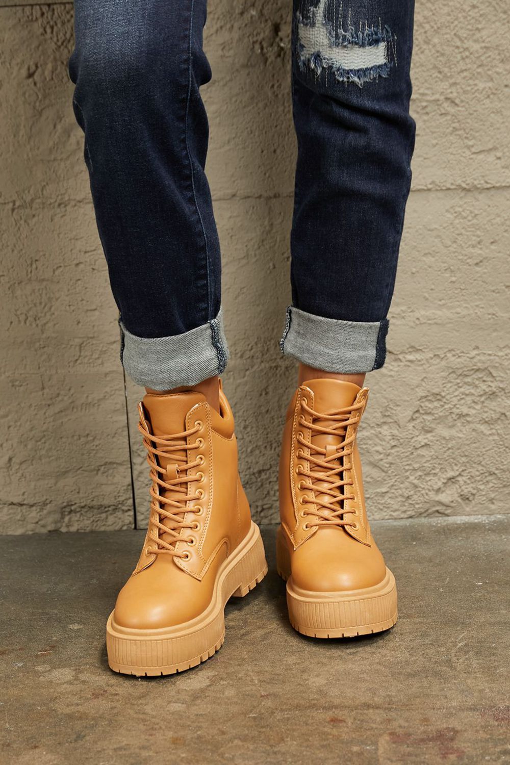 East Lion Corp Platform Combat Boots-Very Besty