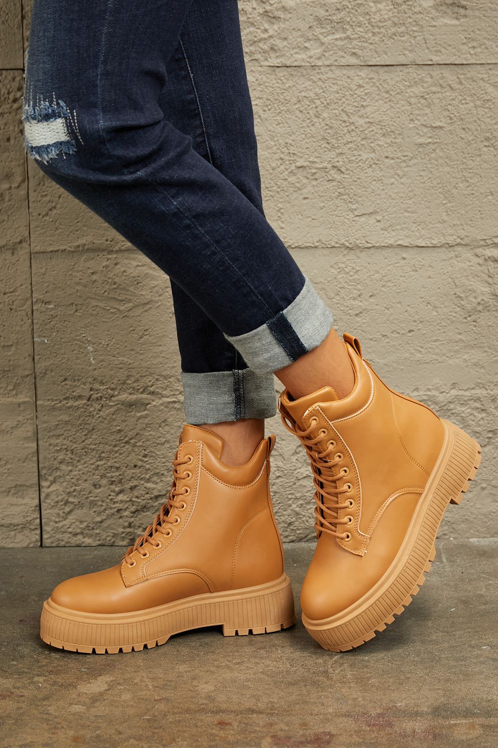 East Lion Corp Platform Combat Boots-Very Besty