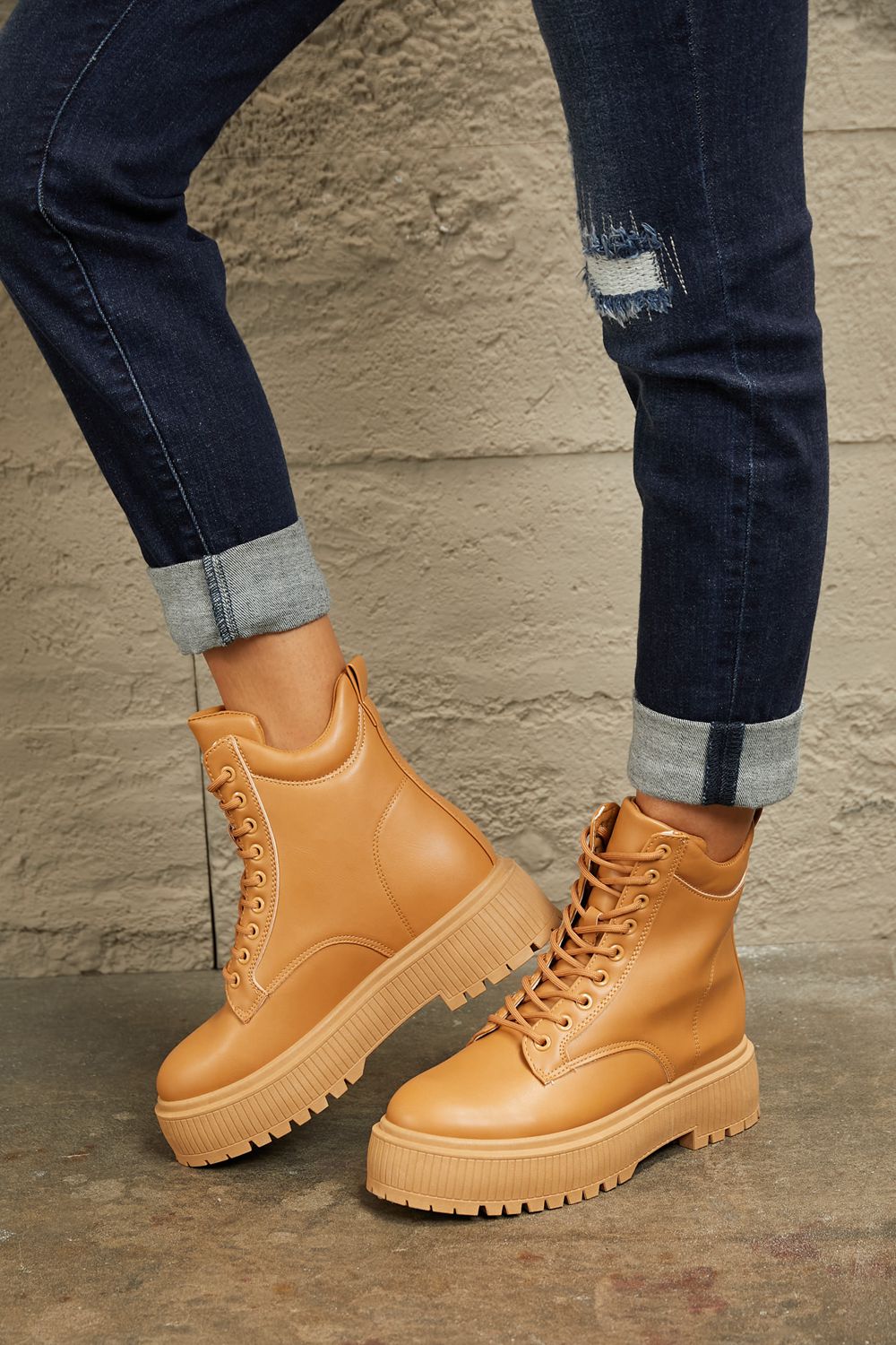 East Lion Corp Platform Combat Boots-Very Besty