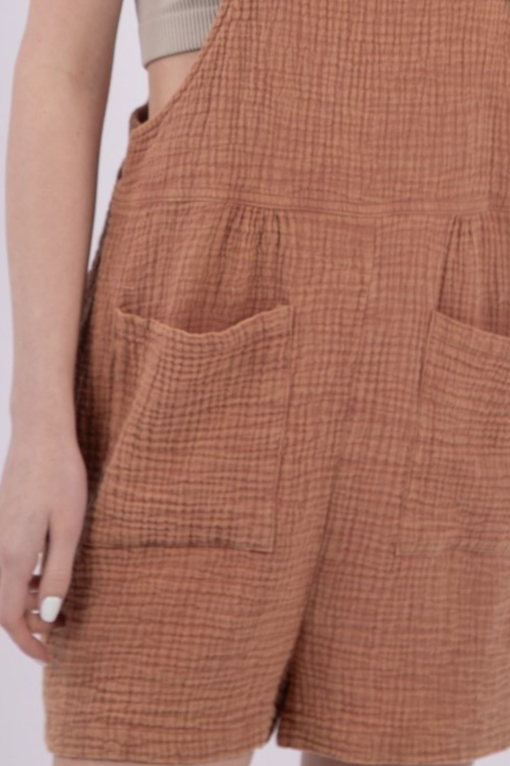 VERY J Sleeveless Double Gauze Overalls with Pockets-Very Besty