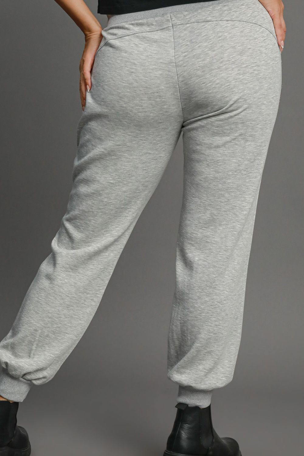 Umgee Full Size High Rise Elastic Waist Knit Joggers with Pockets Plus Size-Very Besty