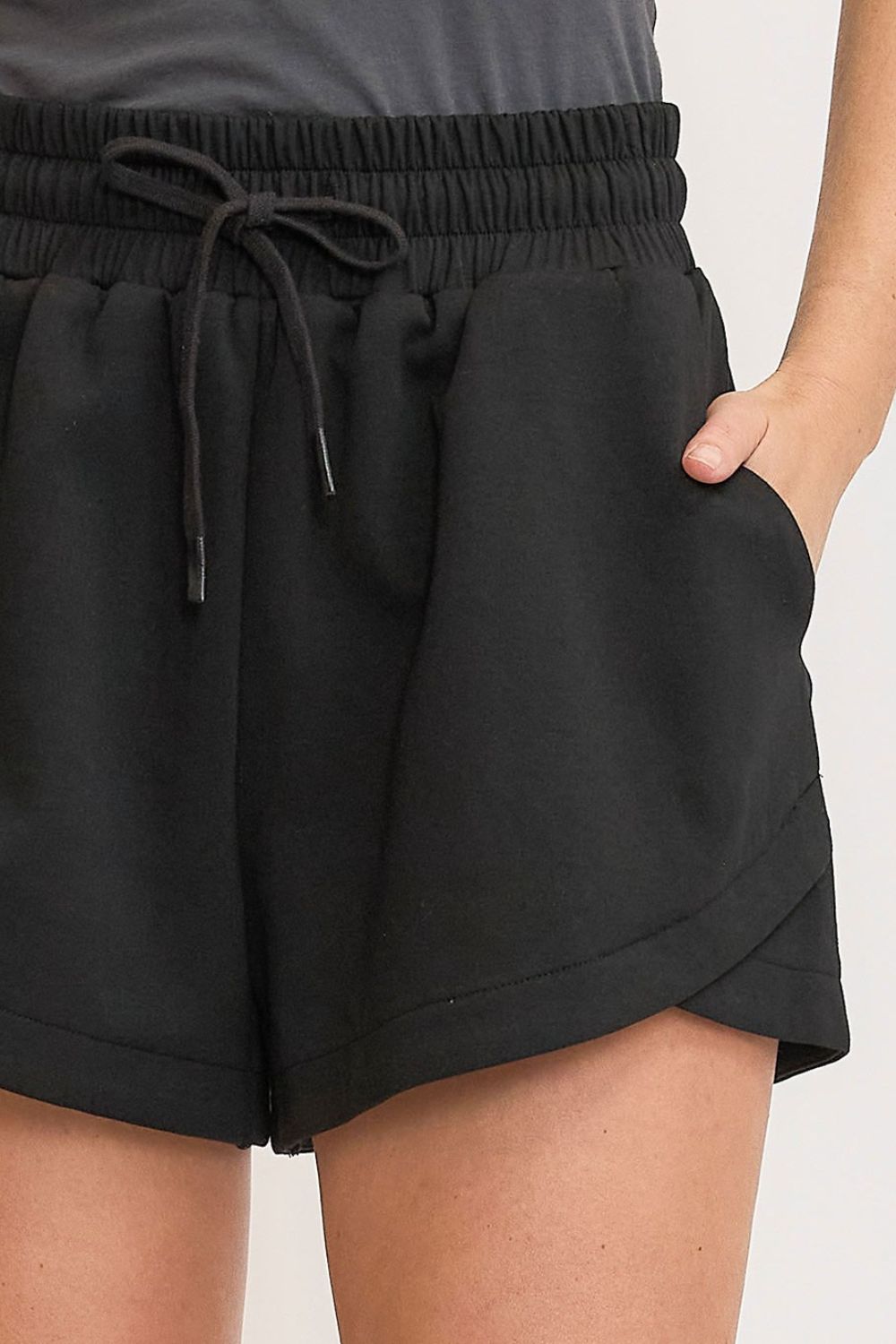 Umgee Full Size Drawstring Sweatshorts with Pockets Plus Size-Very Besty