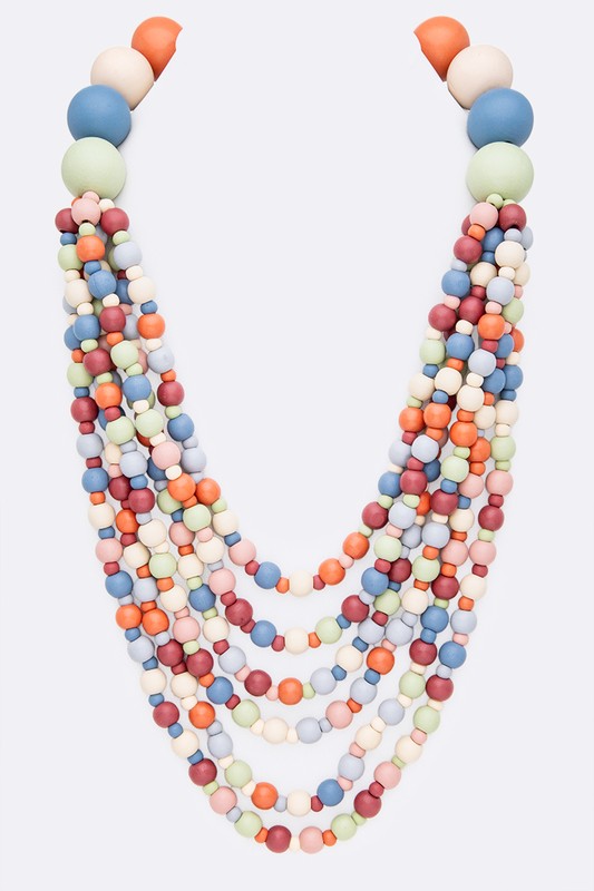 Multi Strand Wooden Beads Necklace-Very Besty
