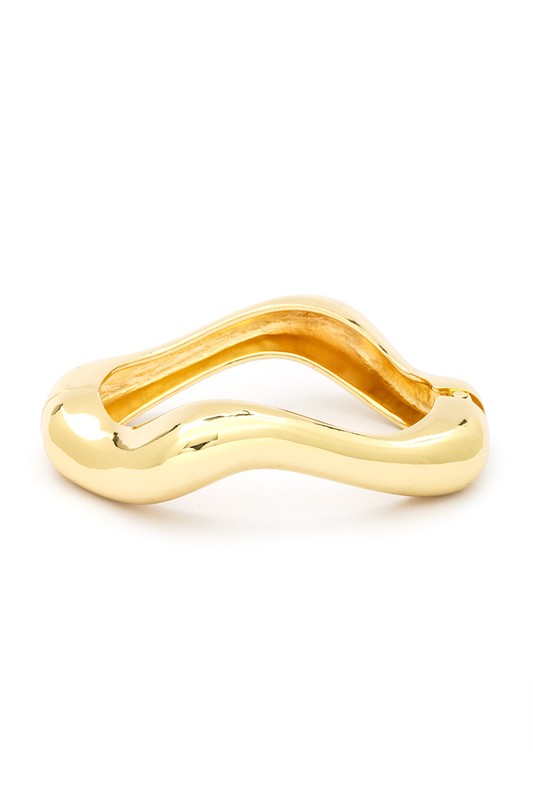 Wavy Iconic Gold Tone Hinged Bangle-Very Besty