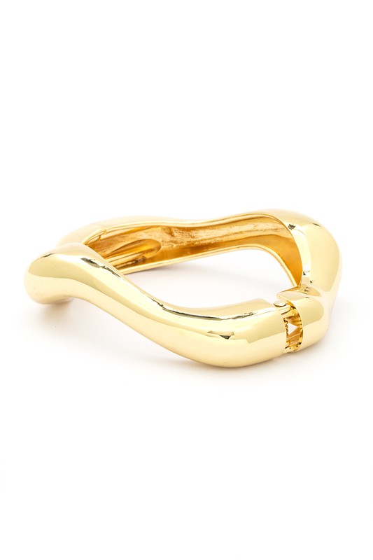 Wavy Iconic Gold Tone Hinged Bangle-Very Besty