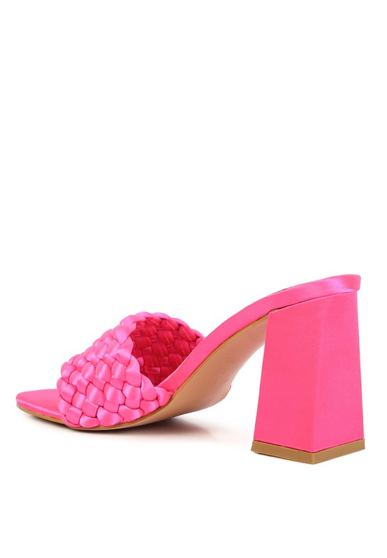 LUST LOOK BRAIDED SATIN BLOCK SANDALS-Very Besty