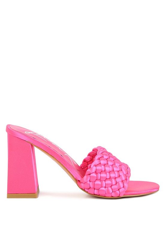 LUST LOOK BRAIDED SATIN BLOCK SANDALS-Very Besty