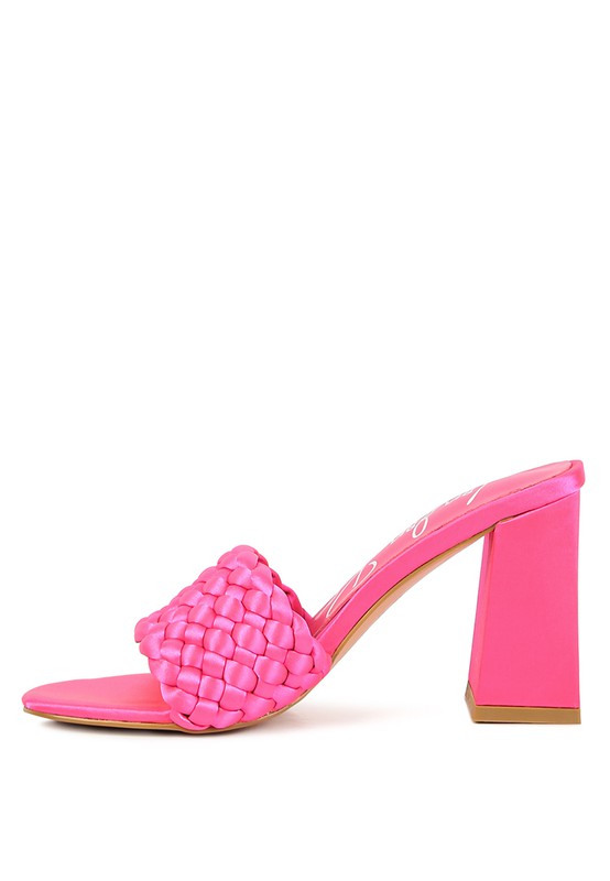 LUST LOOK BRAIDED SATIN BLOCK SANDALS-Very Besty