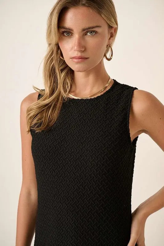 Mittoshop Side Slit Round Neck Sleeveless Dress-Very Besty