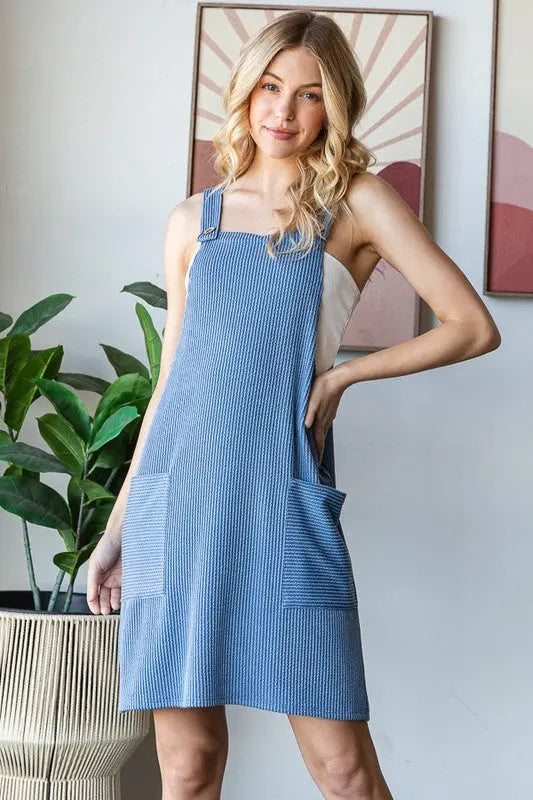 Heimish Full Size Ribbed Sleeveless Mini Tank Dress Plus Size-Very Besty