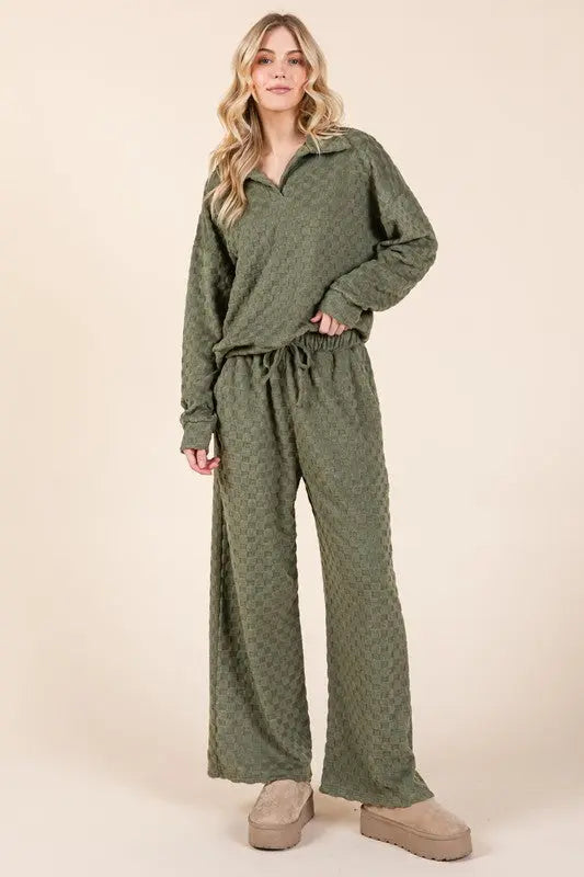BOMBOM Tied Checkered Wide Leg Pants-Very Besty