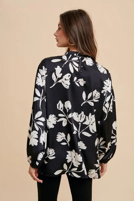 Annie Wear Frill Printed Balloon Sleeve Blouse-Very Besty