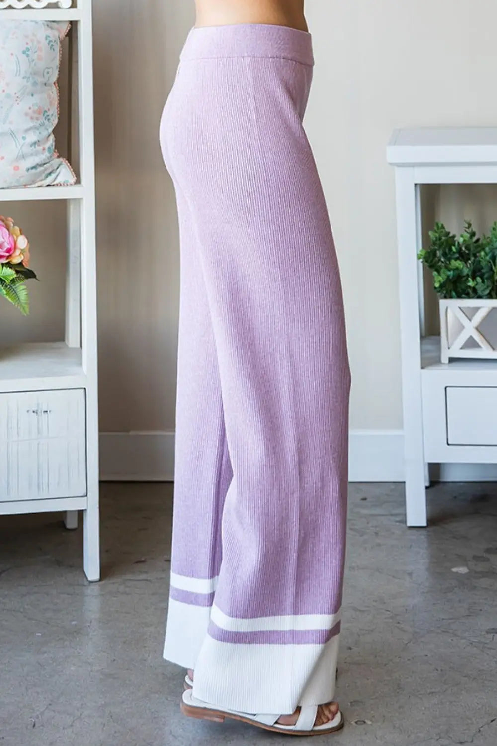 First Love Contrast Ribbed Knit Pants-Very Besty