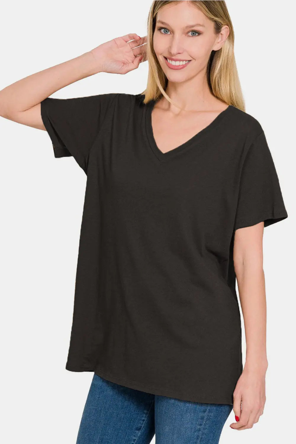 Zenana Full Size V-Neck Short Sleeve T-Shirt-Very Besty