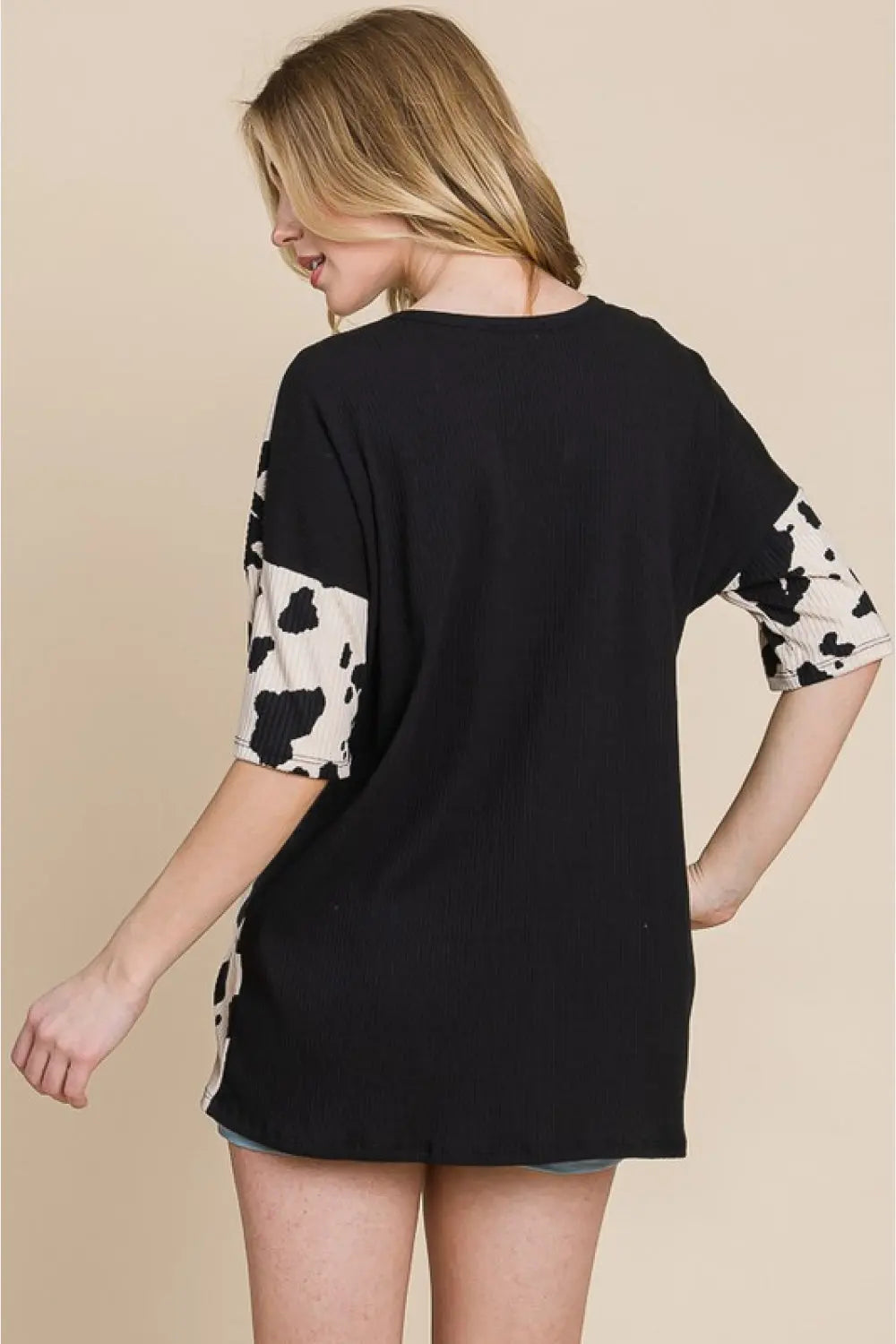BOMBOM Rodeo Love Ribbed Animal Contrast Tee-Very Besty