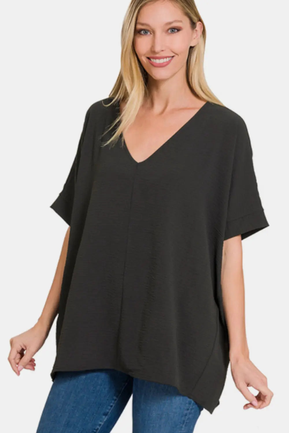 Zenana Full Size V-Neck Short Sleeve Top-Very Besty