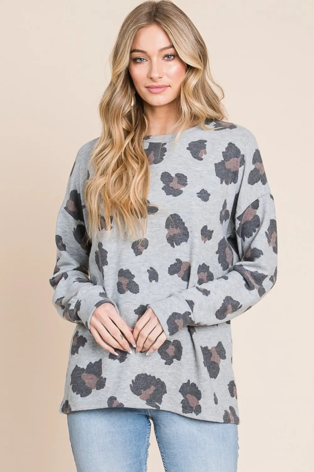 BOMBOM Leopard Drop Shoulder T-Shirt-Very Besty