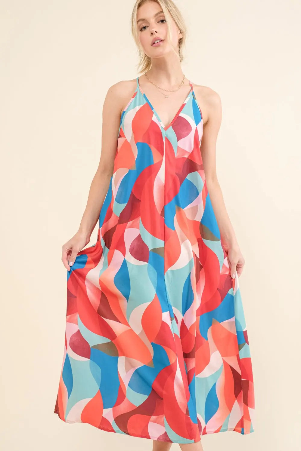 And the Why Printed Crisscross Back Cami Dress-Very Besty