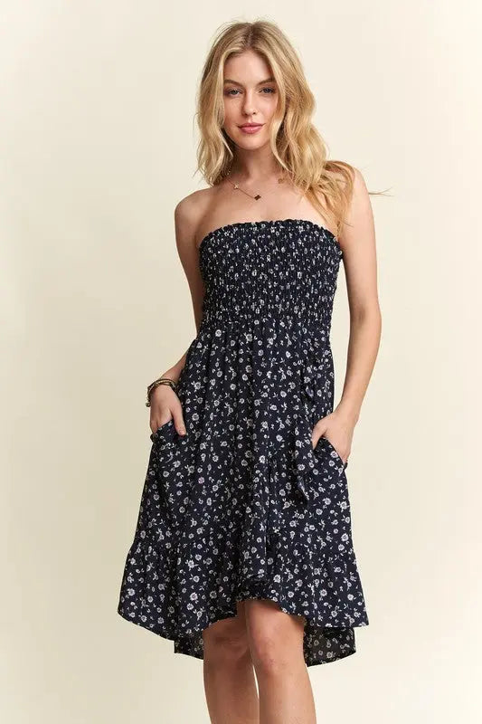 ADORA Smocked Floral Tube Dress with Pockets-Very Besty