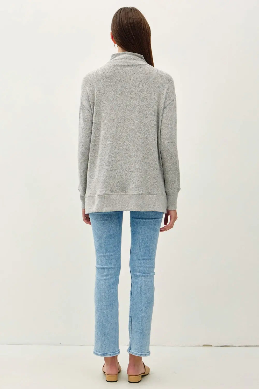 Be Cool Side Slit Mock Neck Long Sleeve Tunic Top-Very Besty