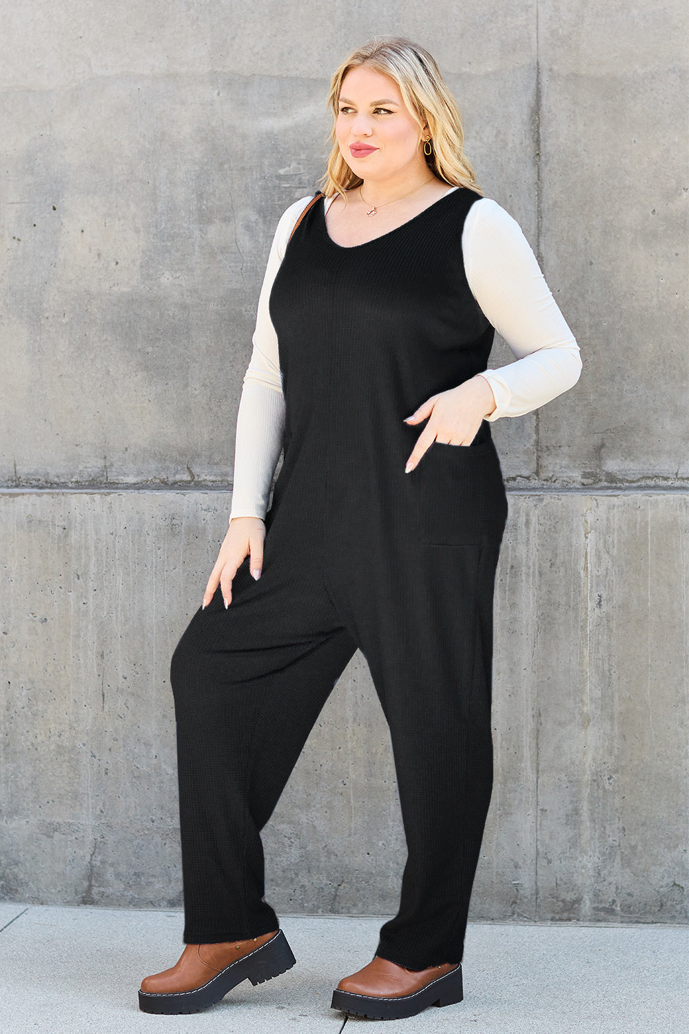 Double Take Full Size Sleeveless Straight Jumpsuit-Very Besty