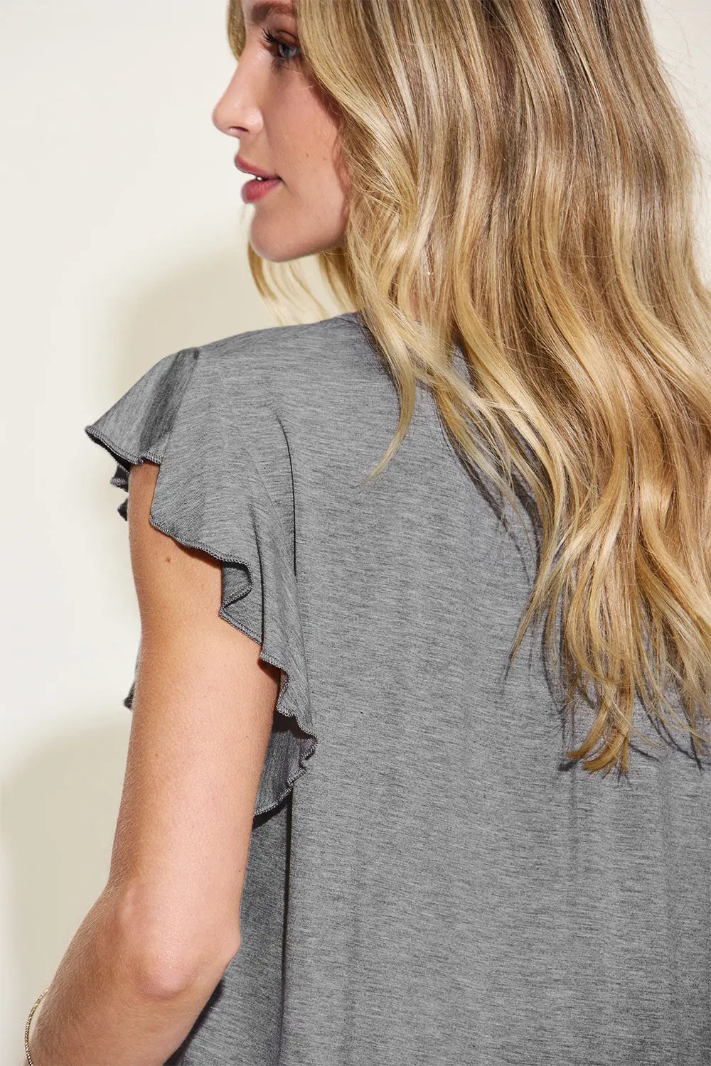 Basic Bae Full Size Bamboo Notched Ruffled Short Sleeve T-Shirt-Very Besty