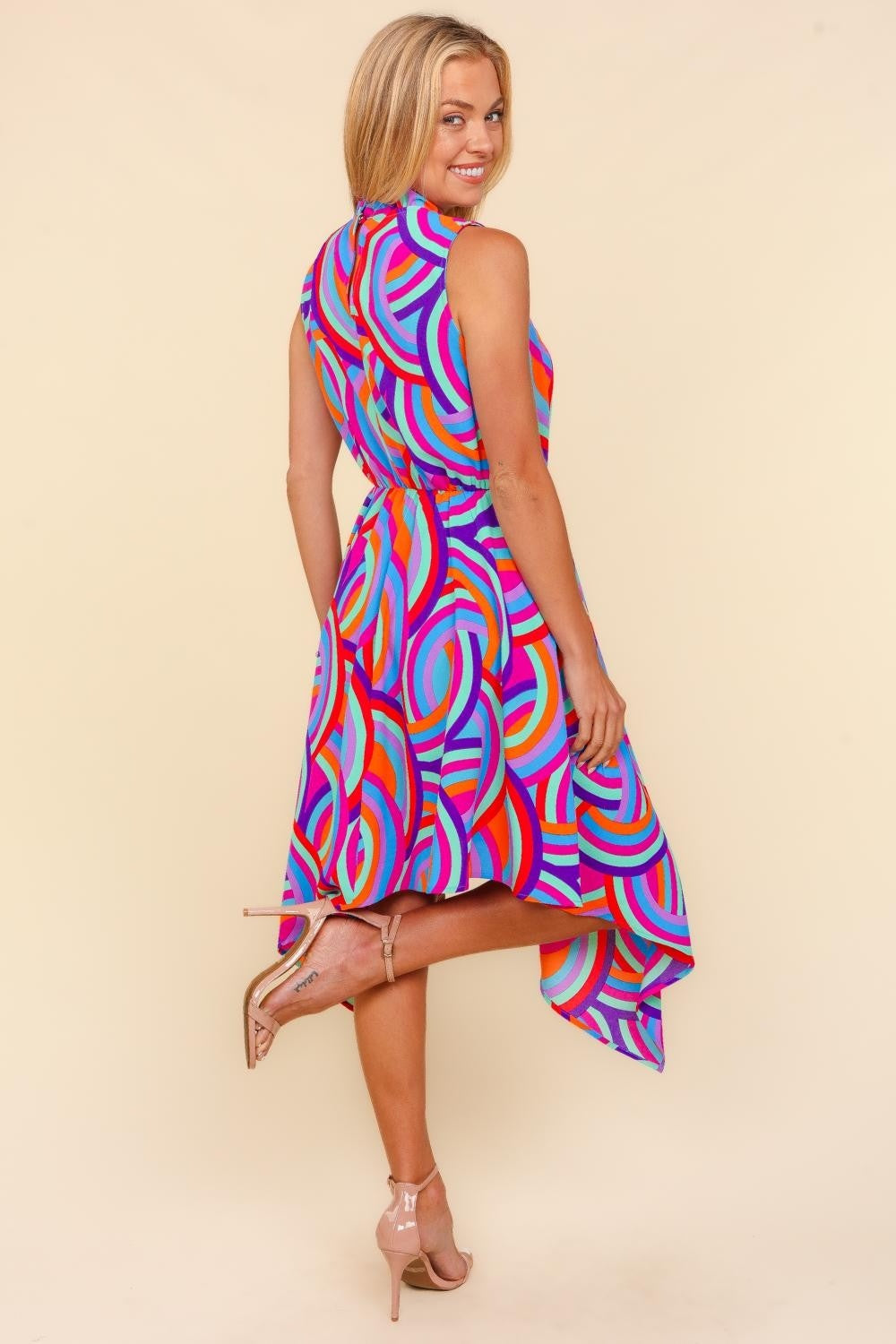 Haptics Full Size Mock Neck Sleeveless Printed Dress-Very Besty