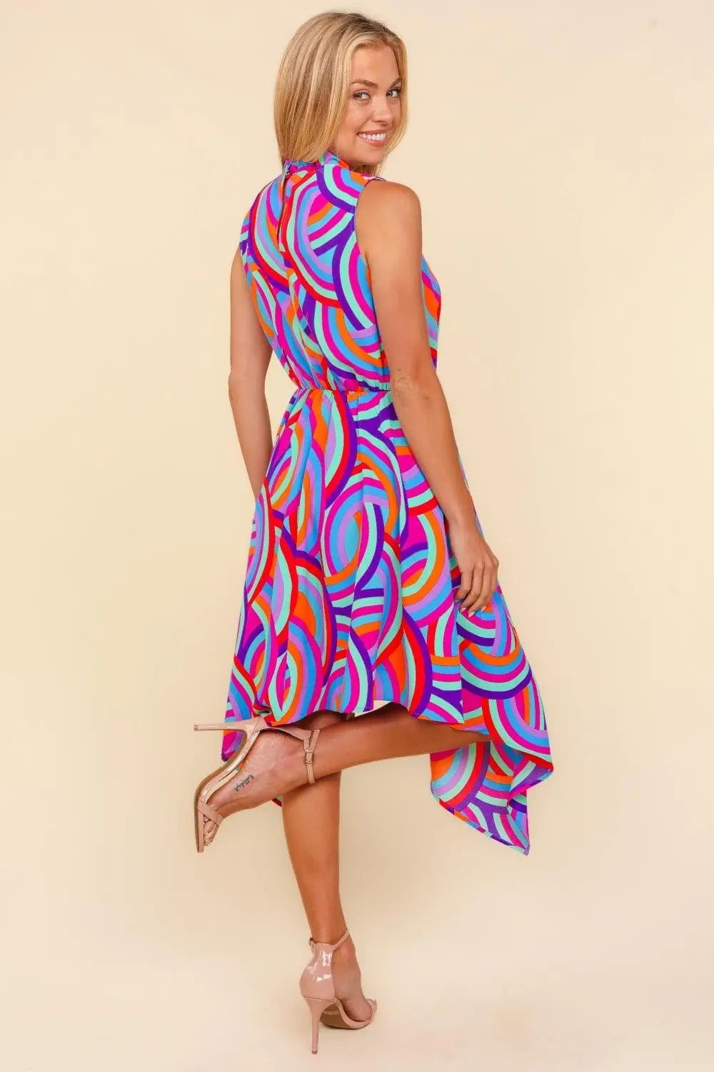 Haptics Full Size Mock Neck Sleeveless Printed Dress-Very Besty