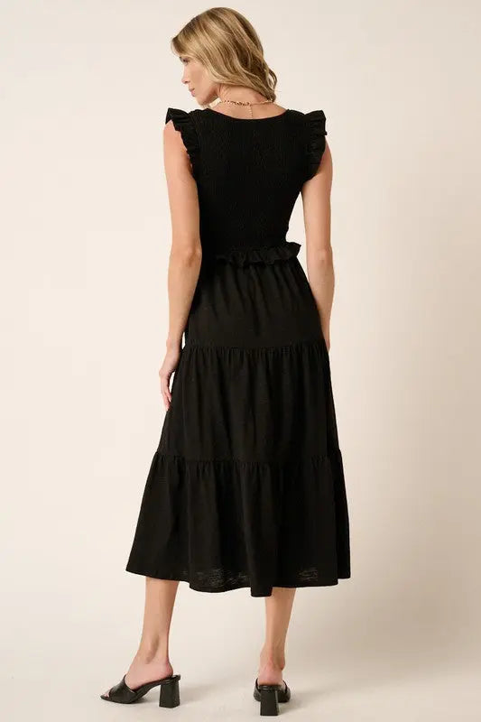 Mittoshop Smocked Ruffled Tiered Midi Dress-Very Besty