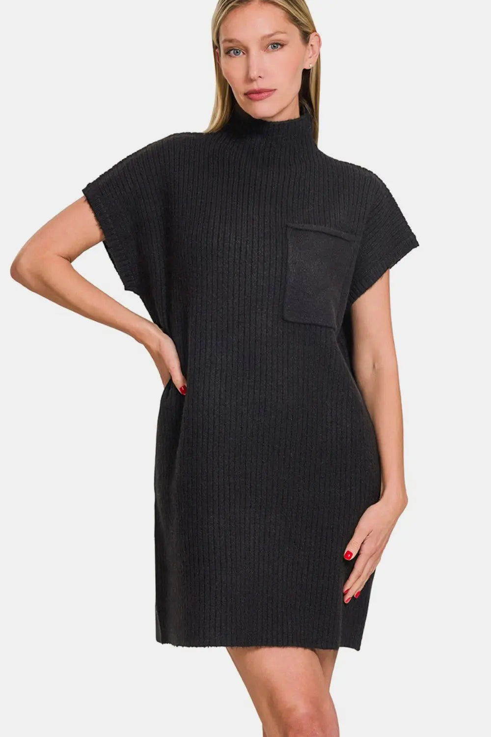 Zenana Short Sleeve Sweater Mini Dress-Very Besty