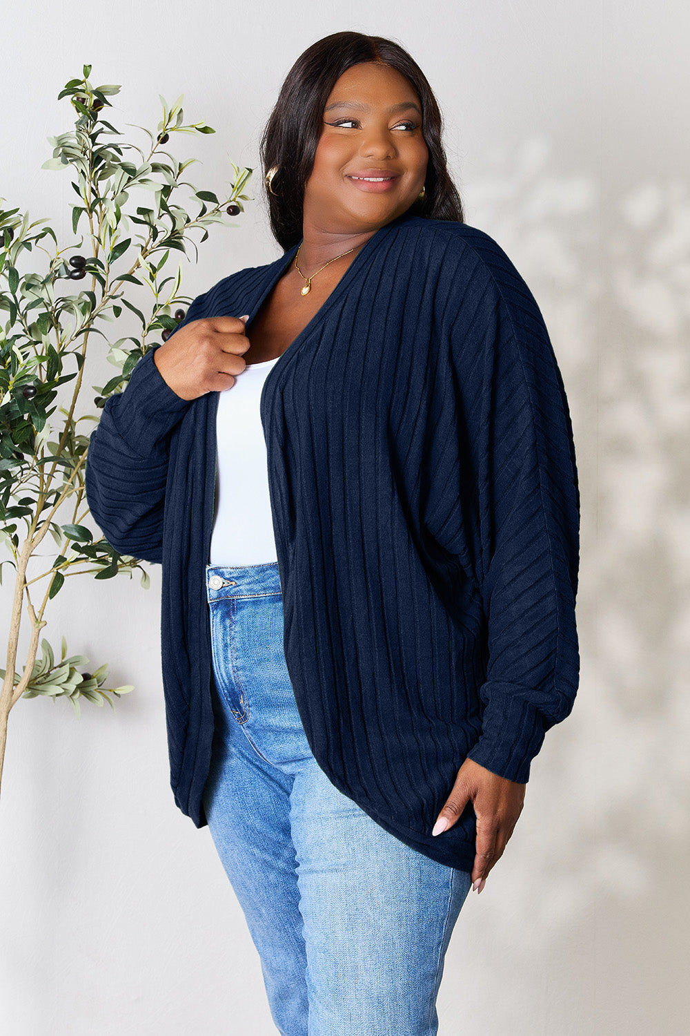 Basic Bae Full Size Ribbed Cocoon Cardigan-Very Besty