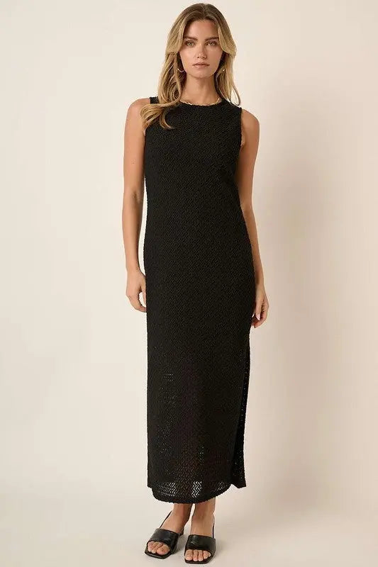 Mittoshop Side Slit Round Neck Sleeveless Dress-Very Besty