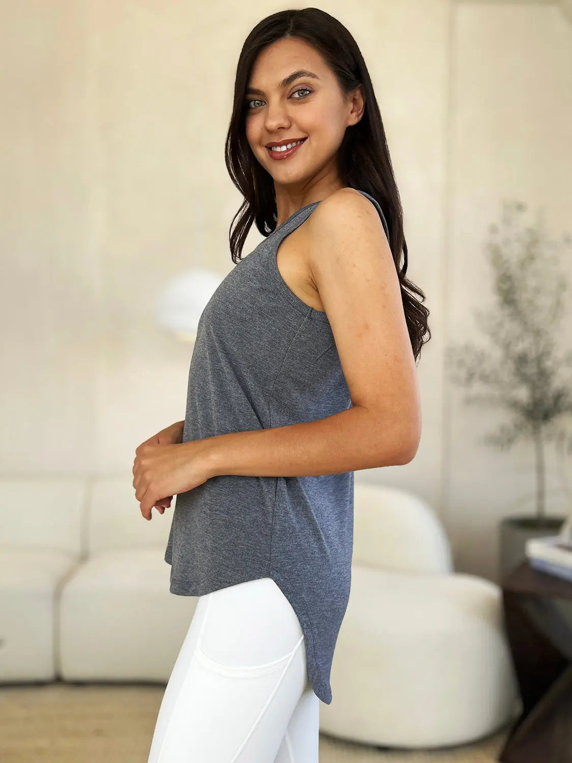 Basic Bae Full Size Round Neck Curved Hem Tank-Very Besty