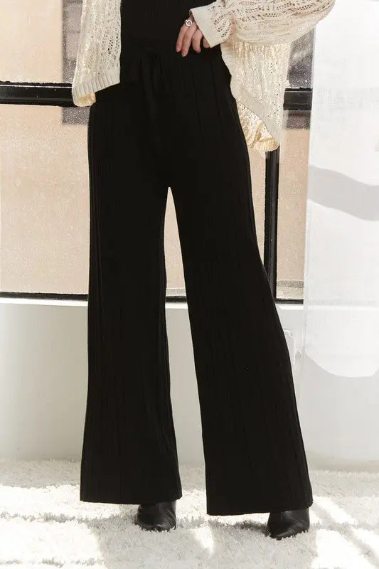 ADORA Tied Wide Leg Knit Pants-Very Besty