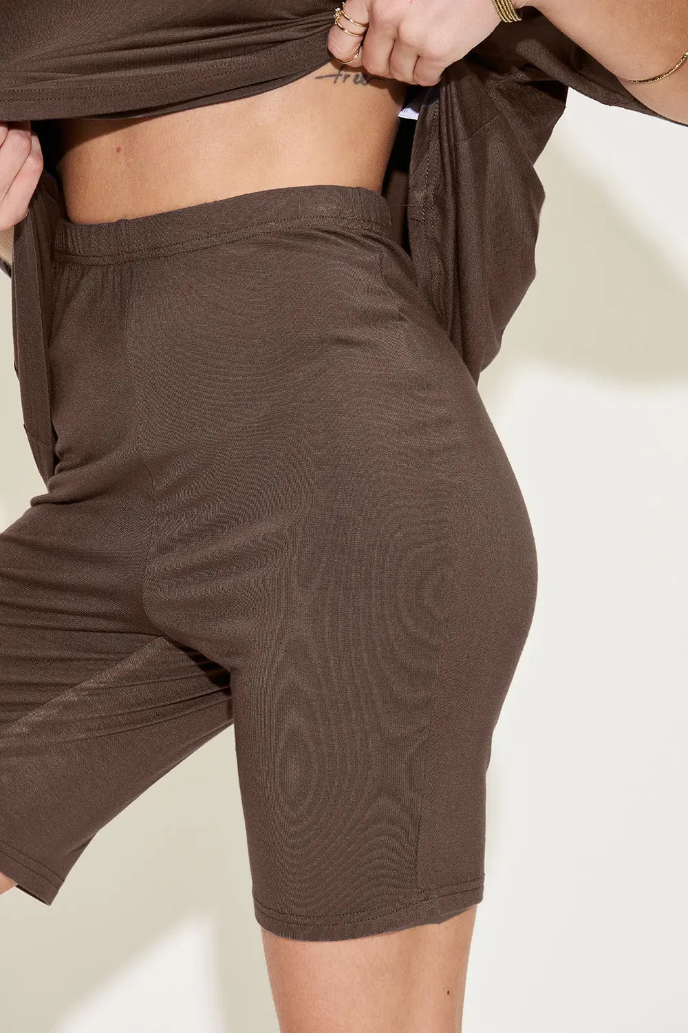 Basic Bae Full Size V-Neck Drop Shoulder T-Shirt and Shorts Set-Very Besty