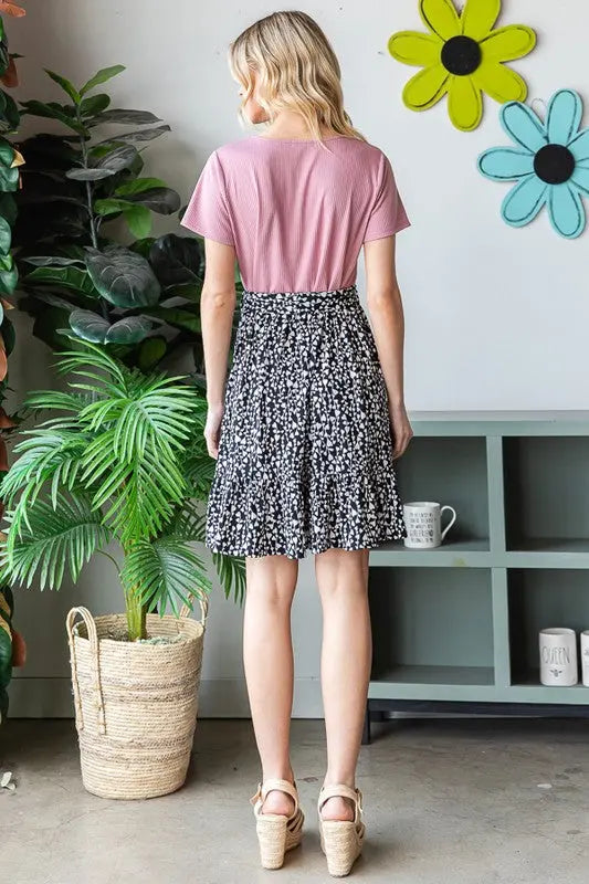 Heimish Full Size Short Sleeve Solid And Animal Print Mini Dress Plus Size-Very Besty
