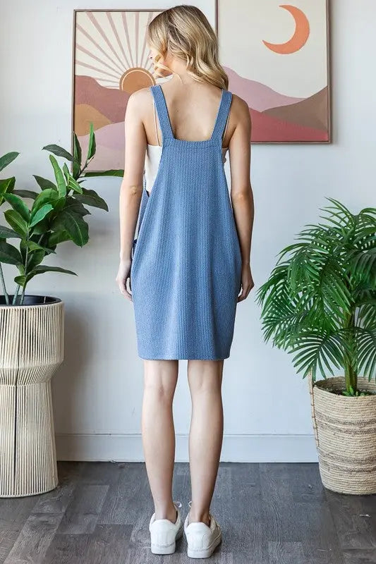 Heimish Full Size Ribbed Sleeveless Mini Tank Dress Plus Size-Very Besty