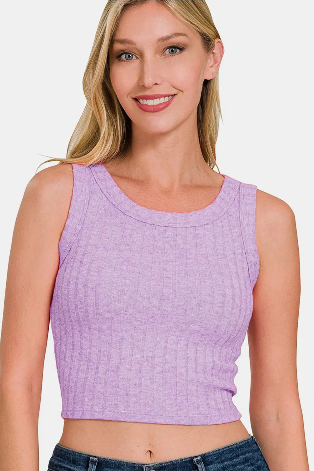 Zenana Ribbed Cropped Tank-Very Besty