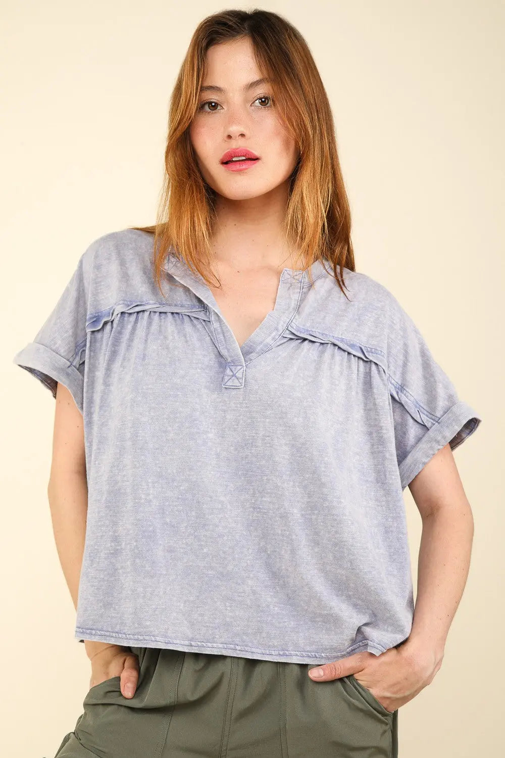 VERY J Nochted Short Sleeve Washed T-Shirt-Very Besty