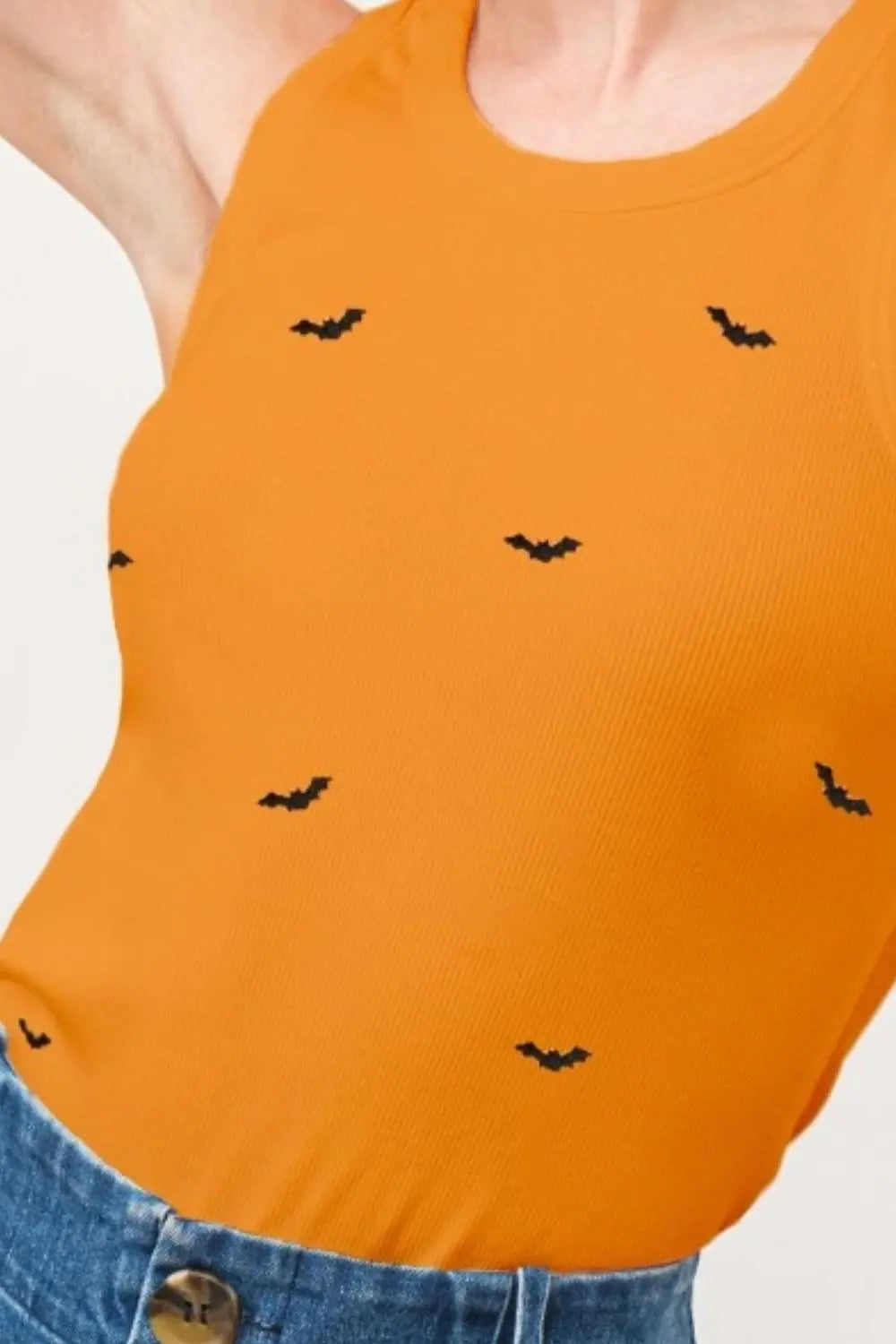 And The Why Bat Embroidered Ribbed Tank-Very Besty