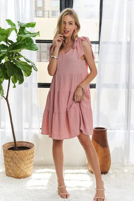 ADORA V-Neck Tie Shoulder Dress-Very Besty