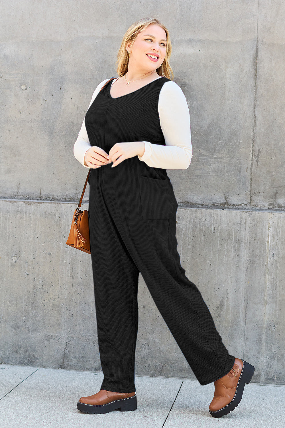 Double Take Full Size Sleeveless Straight Jumpsuit-Very Besty