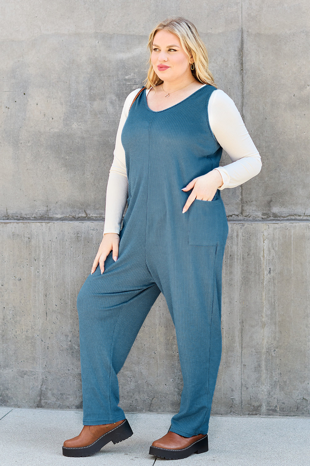 Double Take Full Size Sleeveless Straight Jumpsuit-Very Besty