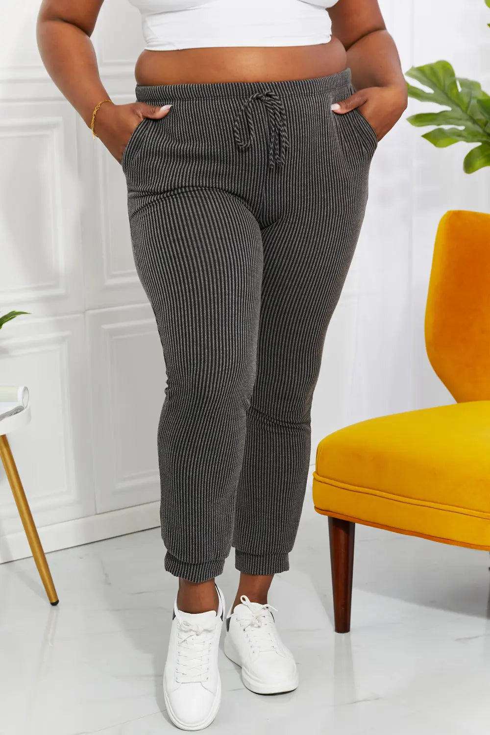 Blumin Apparel Full Size Easy Living Ribbed Joggers-Very Besty