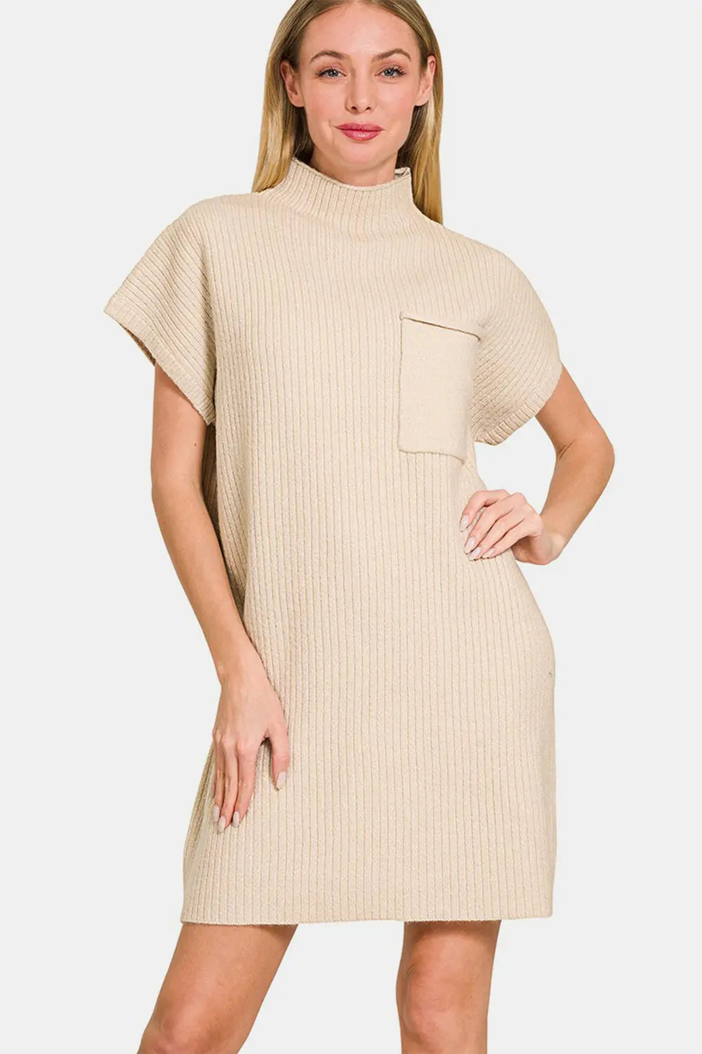 Zenana Short Sleeve Sweater Mini Dress-Very Besty