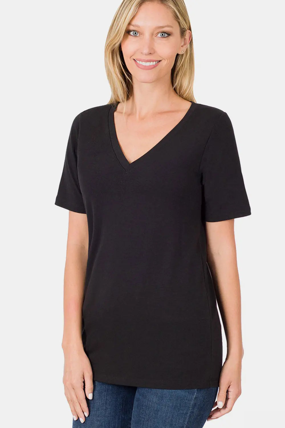 Zenana V-Neck Short Sleeve T-Shirt-Very Besty