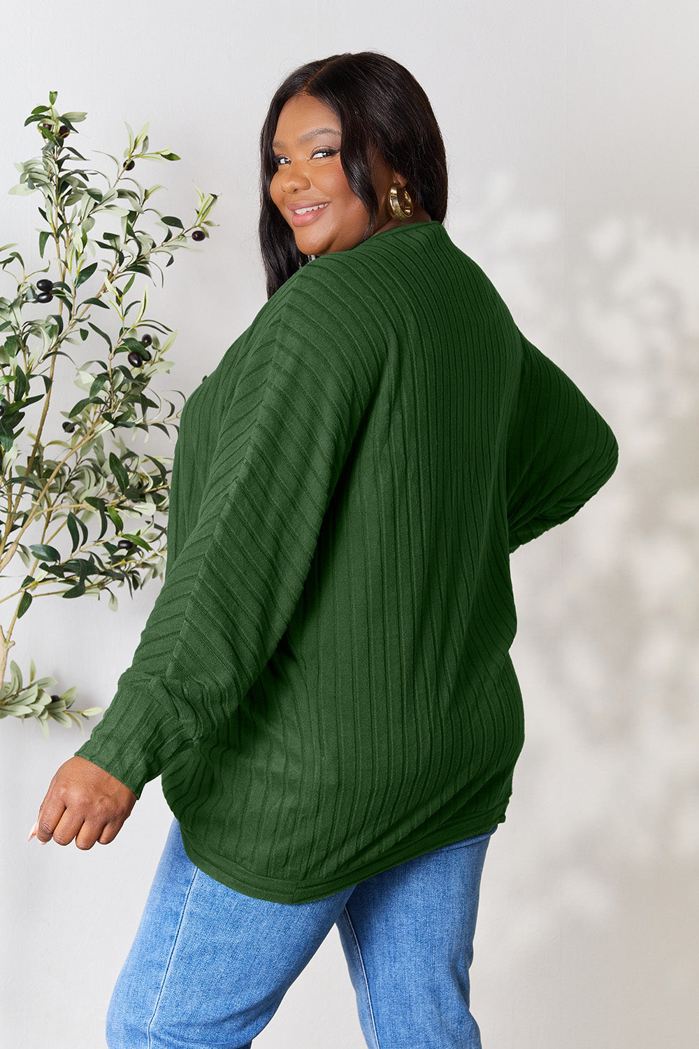 Basic Bae Full Size Ribbed Cocoon Cardigan-Very Besty