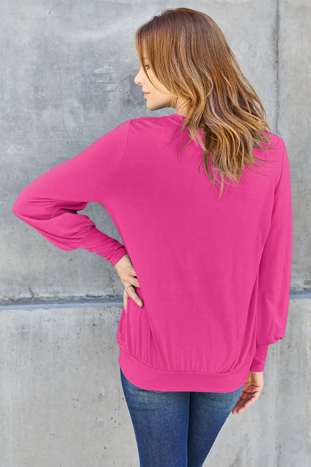 Basic Bae Full Size V-Neck Lantern Sleeve Top-Very Besty