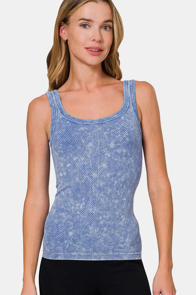 Zenana Ribbed Scoop Neck Tank-Very Besty